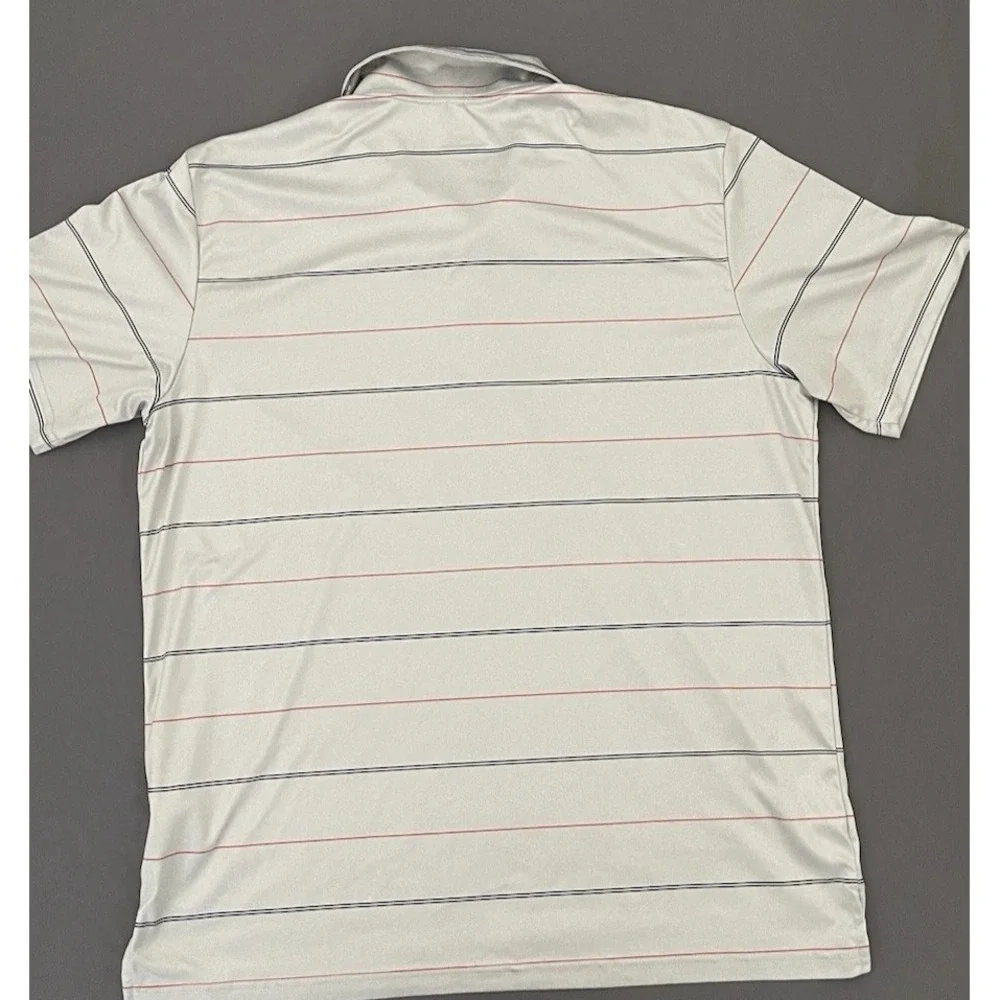 ADIDAS Golf Polo Shirt Men's Size XL Silver Grey Striped Activewear Short Sleeve